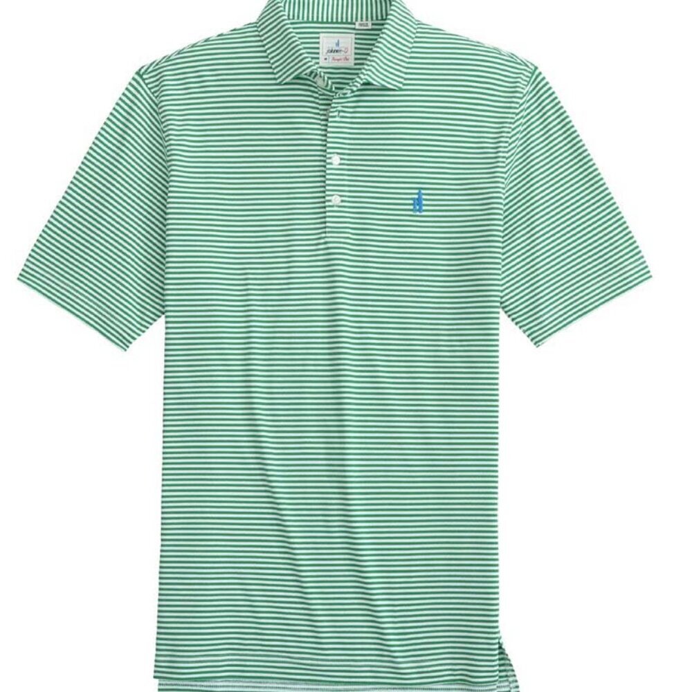 NWT Johnnie-O Boy's Hunter Jr. Striped Mesh Performance Polo Jolly Green 4